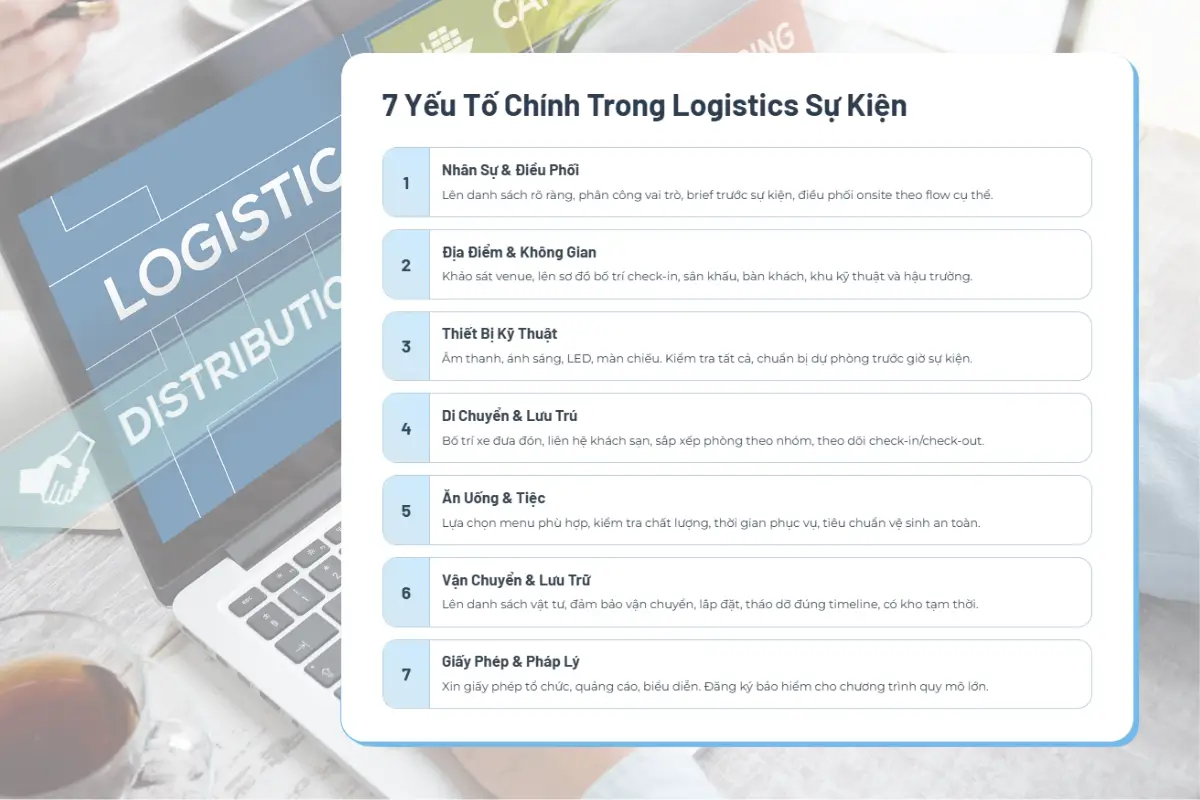 Các yếu tố chính trong logistics sự kiện