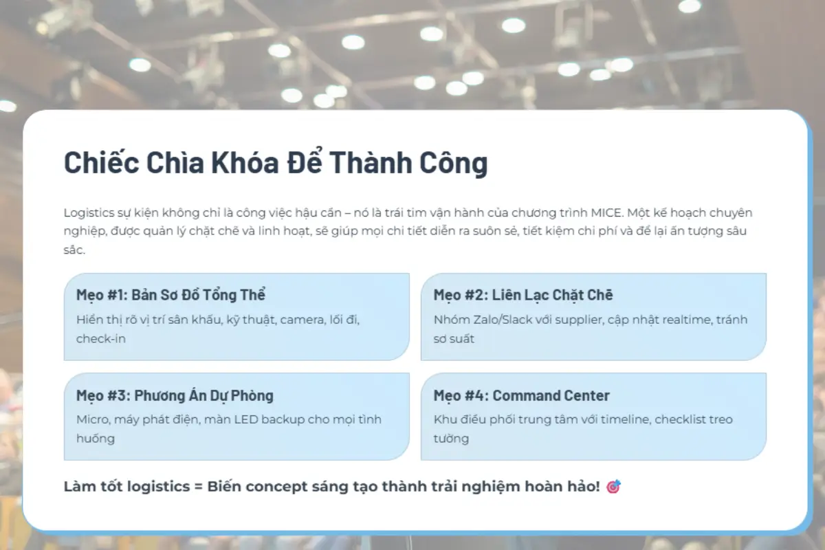 Mẹo quản lý hậu cần hiệu quả cho sự kiện MICE