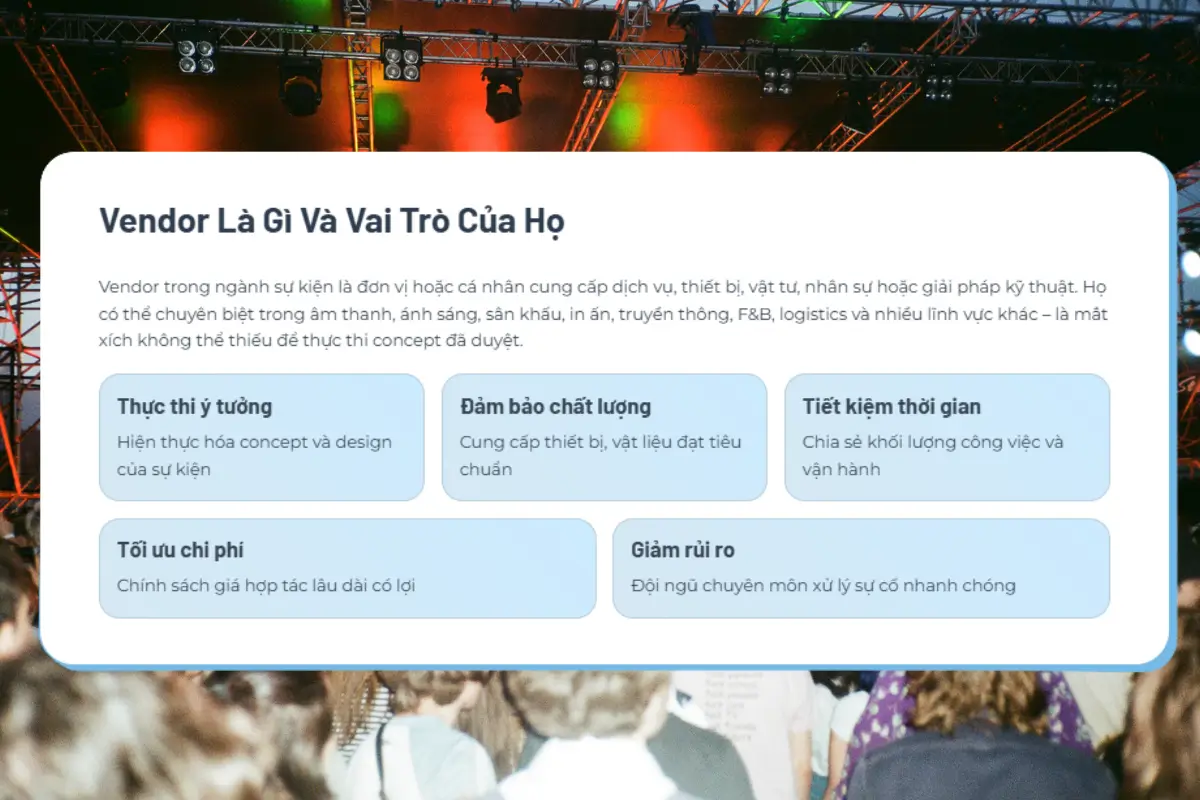 Vai trò của vendor trong tổ chức sự kiện