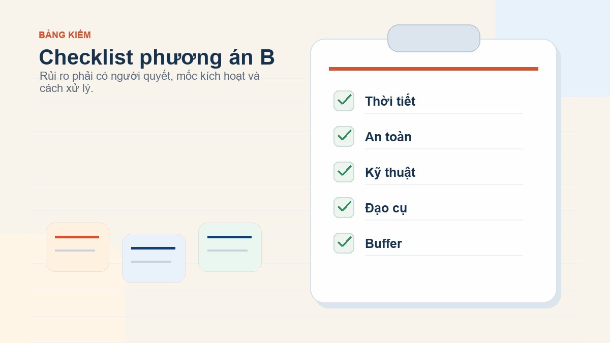 Bảng rủi ro và phương án dự phòng khi tổ chức team building