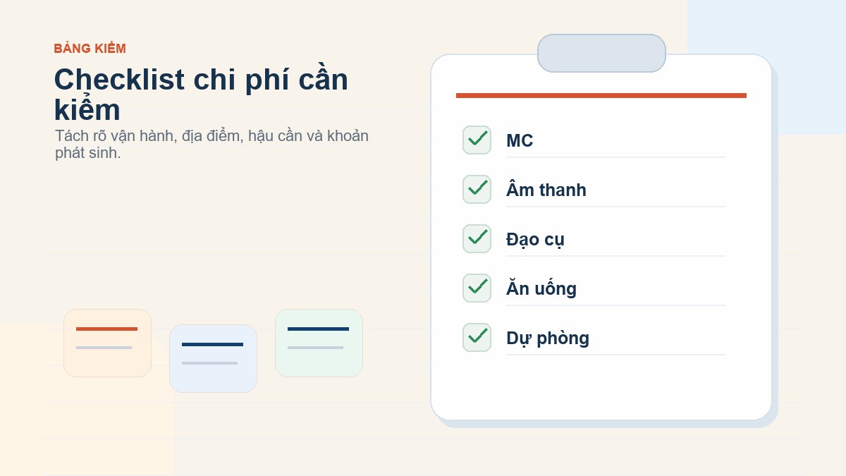 Infographic các nhóm chi phí trong checklist tổ chức team building