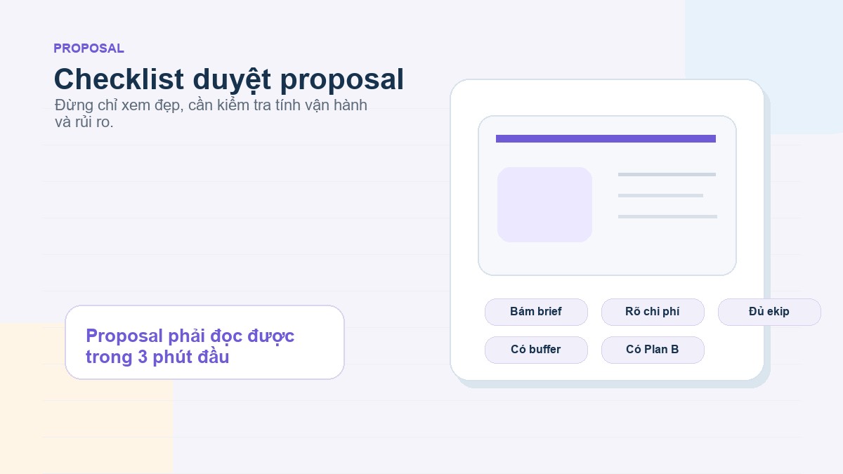Bảng checklist duyệt proposal team building
