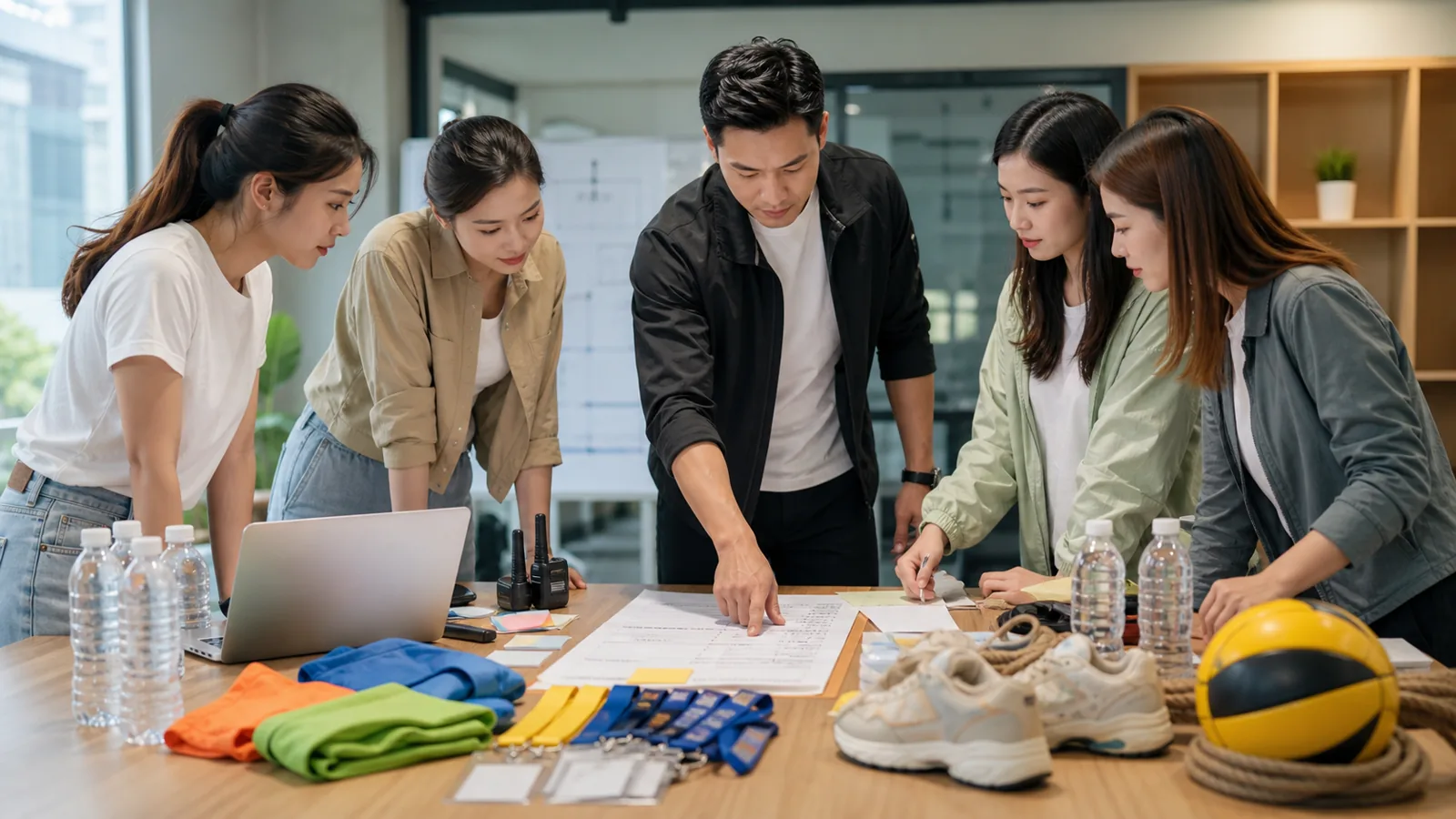 Ban tổ chức kiểm tra các hạng mục cần chuẩn bị cho chương trình team building
