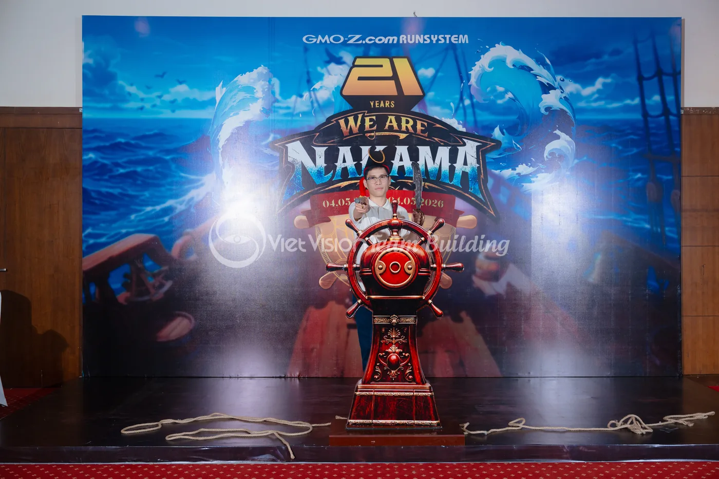 Backdrop chương trình doanh nghiệp thể hiện chủ đề văn hóa trong sự kiện team building
